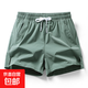 【速干透氣】運動(dòng)速干透氣冰絲三分短褲寬松訓練跑步沙灘褲頭 軍綠 L
