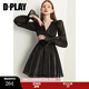 DPLAY2025秋季法式時(shí)尚連衣裙氣質(zhì)黑色連衣裙鎏光紗短裙禮服女 鎏光黑 L