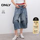ONLY2025夏季新款酷感口袋裝飾設計低腰短褲牛仔褲女|125343003 J33 復古350牛仔洗水 L