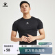 卡爾美（KELME）運動(dòng)緊身衣男健身籃球訓練上衣透氣跑步彈力打底衫 黑色-短袖款 L 175