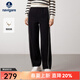 Navigare意大利小帆船女士休閑褲秋季寬松抽繩直筒褲百搭運動(dòng)長(cháng)褲顯瘦女褲 暗夜黑 L