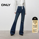 ONLY2025冬季新款通勤復古喇叭褲做舊磨白長(cháng)褲牛仔褲女|125432037 J3G 藍黑牛仔 M M標準褲長(cháng)