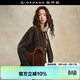 佐丹奴設計師款摩卡慕斯外套女仿牛皮絨收褶圓領(lǐng)寬松夾克18375915