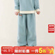 允兒媽寶寶韓系簡(jiǎn)約套頭衛衣運動(dòng)褲套裝允兒媽女童春季新款上衣兒童衛褲 淺藍色衛褲 現貨 120