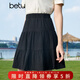 百圖betu女裝秋季新款半身裙高腰減齡少女感顯瘦百褶裙女2307T51 黑色 M