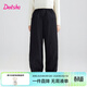笛莎（DEESHA）童裝女童羽絨褲2025冬季新款女孩戶(hù)外保暖寬松休閑褲兒童棉褲 黑色 160