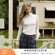 香影內搭打底衫女長(cháng)袖2025冬季新款時(shí)尚套頭綠色半高領(lǐng)針織衫上衣 米白 M 160/84A/95-110斤