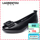 老人頭（LAORENTOU）女單鞋時(shí)尚職業(yè)粗跟淺口扣飾中跟通勤職業(yè)工作女鞋 LB13235 黑36