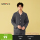 三福男冬季絨感保暖家居服 舒適簡(jiǎn)約風(fēng)寬松睡衣套裝男508327 深灰色 L
