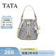 他她（TATA）女包2026春季商場(chǎng)同款時(shí)尚百搭編織水桶包新款X3539AX6 蘭白/米 F