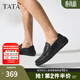 他她（TATA）一腳蹬透氣豆豆鞋男士懶人英倫皮鞋夏季新款QGE01BM5 黑色 41