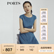 PORTS寶姿商場(chǎng)同款新品女裝氣質(zhì)純色修身短袖連衣裙LL8N021RWE005 灰燼藍 L (8)