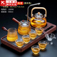 正揚玻璃茶具套裝辦公高檔整套抽水功夫茶盤(pán)燒水一體茶臺電陶爐煮茶器 戈一體抽水胡900+10頭錘側聚香6高腳