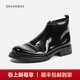 dreambox鈞博男靴vibram意大利馬臀皮切爾西靴側拉鏈皮靴輕奢高級感男短靴 黑色 39