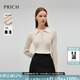 PRICH【可機洗羊毛】時(shí)尚翻領(lǐng)坑條修身針織開(kāi)衫2025冬新款毛衣新年 35米色 L 170