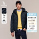 哈吉斯（HAZZYS）男裝 冬季【鵝絨】連帽羽絨服菱格短款厚外套男衣服ASFZU0CDX07