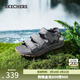 斯凱奇（Skechers）輕便戶(hù)外休閑沙灘鞋耐磨魔術(shù)貼涼鞋男舒適 炭灰色/CHAR 42