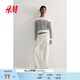 H&M【博主推薦】女裝毛針織衫春新款高智感針織衫氣質(zhì)開(kāi)衫0579541 白色/黑色條紋 M 165/96