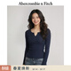 Abercrombie & Fitch經(jīng)典小麋鹿圖案美式修身打底小V領(lǐng)長(cháng)袖T恤上衣26春女裝139-6134 深海軍藍 M (165/96A) 尺碼偏大，建議小一碼