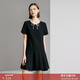 顏域簡(jiǎn)約顯瘦小黑裙女裝2026新款夏裝優(yōu)雅氣質(zhì)裙子短袖圓領(lǐng)連衣裙 黑色 M/38