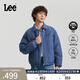 Lee舒適版翻領(lǐng)小Logo織標男女款飛行夾克羽絨服休閑LUT0109512RZ 復古牛仔藍（尺碼偏大，拍小一碼） L