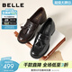 百麗（Belle）氣質(zhì)流蘇牛皮樂(lè )福鞋女2026春新質(zhì)感粗高跟通勤單鞋B2970AA6 黑色 38 (240mm)