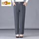 初徑媽媽褲子春秋新款松緊高腰大碼彈力直筒褲中老年休閑寬松舒適長(cháng)褲 深灰色 3XL 【建議125-140斤】