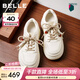 百麗（Belle）時(shí)尚串珠小白鞋女26春新款商場(chǎng)厚底增高休閑板鞋F1D1DAM6 米白 37 (235mm)