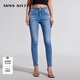 MISS SIXTY復古中藍色牛仔褲女雙扣修身顯瘦小腳褲鉛筆褲九分褲 中藍 25