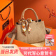 AVALEA SONG高級感手提包包女款中老年婆婆斜挎包送媽媽50歲60歲母親生日禮物 卡其色 送絲巾 母親節禮物送媽媽送老婆輕奢高端