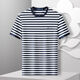 夢(mèng)特嬌（MONTAGUT）男士短袖t恤70棉藍白條紋演出服半袖情侶裝圓領(lǐng)水手服 白色 L (175) 50/17592A/160斤內