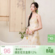 三彩【月影扶疏】2025夏季新款新中式雪紡燙金碎花裙吊帶連衣裙C