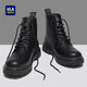 海瀾之家HLA馬丁靴男高幫秋冬工裝鞋子男士靴子男HAAGZM4DAE411 黑色 43