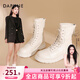 達芙妮馬丁靴女2026秋季新品百搭厚底英倫風(fēng)系帶黑色短靴子女靴 白色 36