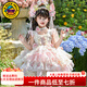 G.duck小黃鴨童裝洛麗塔公主裙女童裙子夏季兒童生日禮服女孩蓬蓬連衣裙 粉色裙子加拖尾 100 （建議身高90cm 3-4歲）cm
