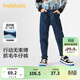 巴拉巴拉童裝兒童褲子男童長(cháng)褲秋冬裝寶寶直筒褲加絨時(shí)尚潮酷 牛仔深藍88301 150