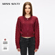 MISS SIXTY2025冬季新款針織外套女羊毛短款復古麻花拉鏈慵懶毛衣 紅色 S