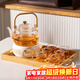 瓷牌茗茶具（cipaiming teaset）玻璃花茶壺蒸煮一體泡茶器家用會(huì )客溫茶器功夫茶盤(pán)整套簡(jiǎn)約中式 《竹柄》提梁煮茶7件燭臺手拉