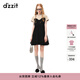 DZZIT地素夏季甜酷少女假兩件繡花工藝蝴蝶連衣裙3H2O4561A 黑色 XS