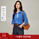 茵曼（INMAN）亞麻棉簡(jiǎn)約通勤開(kāi)叉襯衫2026春季女裝新款寬松長(cháng)袖襯衣上衣 淺藍色 L