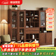 和諧家園 書(shū)柜 中古風(fēng)實(shí)木書(shū)柜黑胡桃木組合玻璃門(mén)滿(mǎn)墻落地書(shū)柜收納儲物柜 0.84m上下雙門(mén)書(shū)柜【B款】 組裝