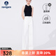 Navigare意大利小帆船三防牛仔褲女士夏季高腰輕薄長(cháng)褲時(shí)尚簡(jiǎn)約寬松直筒褲 科技白 M
