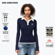 ANN ANDELMAN【精選6折】修身套頭翻領(lǐng)針織衫POLO領(lǐng)羅紋拼色毛織 藏藍色 S
