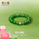 周六福  金鑲玉戒指女黃18K新中式和田碧玉戒指指環(huán)生日禮物 圈口13-15#