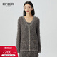 深呼吸DEEP BREATH女裝提花流蘇小香風(fēng)針織開(kāi)衫女A400910 灰 M (3)