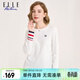 ELLE ACTIVE 純棉柔軟舒適長(cháng)袖T恤女裝初秋時(shí)尚氣質(zhì)袖口撞色百搭圓領(lǐng)打底衫女 白色【建議拍大一碼】 L