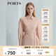 PORTS寶姿女裝秋季新款優(yōu)雅風(fēng)綁帶收腰中長(cháng)款襯衫LL9B074LWT009 香檳粉 XS (2)