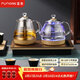 FUNORK全自動(dòng)上水電熱水壺 茶臺燒水壺家用辦公茶桌一體機茶幾嵌入式茶具電茶爐套裝 金色雙加水蒸茶款