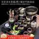 唐豐（TANGFENG） 紫砂自動(dòng)茶具套裝家用小套復古茶壺茶杯辦公待客泡茶神器全套 文定流水黑+竹韻自動(dòng)13頭+品圣