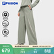 FILA FUSION斐樂(lè )潮牌梭織長(cháng)褲女冬季新款時(shí)尚寬松加絨休閑褲 莽灰綠-KK L 170/70A/L